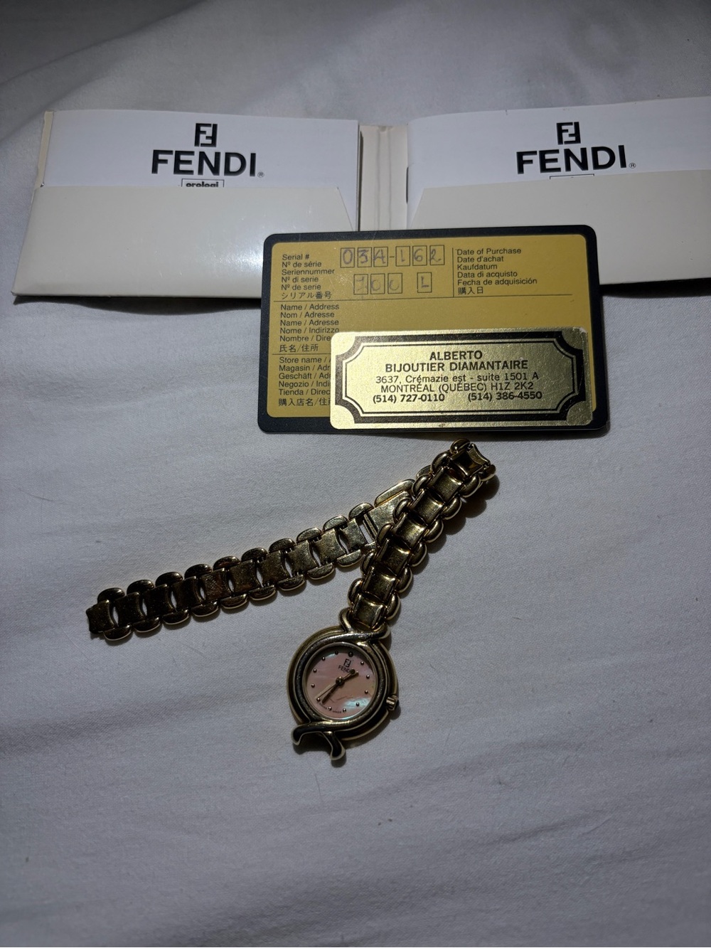 Fendi Gold-Tone Bracelet Watch with Pink Dial